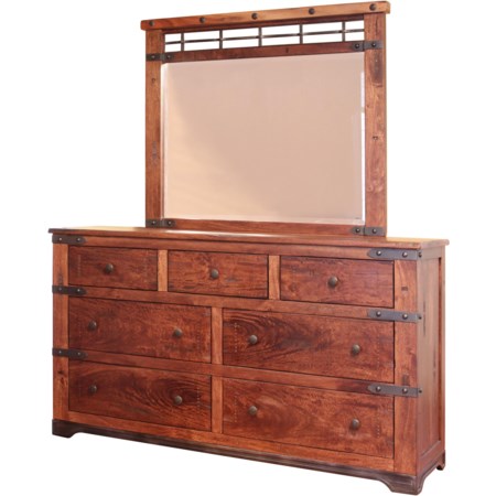Dresser and Mirror Set